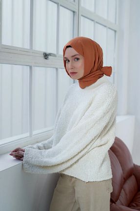 شال نارنجی زنانه پنبه ای Modakaşmir - کد 811110842