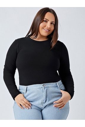 بادی سایز بزرگ مشکی زنانه اسلیم فیت LADY HAZAL - کد 862204095