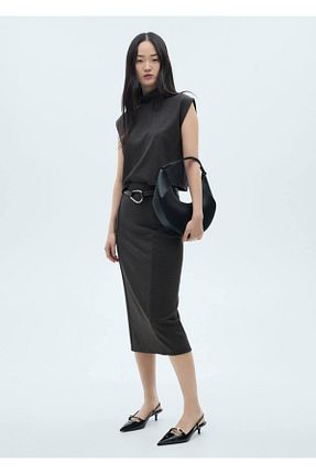 دامن طوسی زنانه الاستین MANGO - کد 856526797