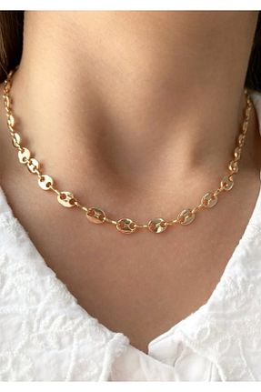 گردنبند استیل ( فولاد ) طلائی زنانه استیل (فولاد) MOD10 - کد 862195059