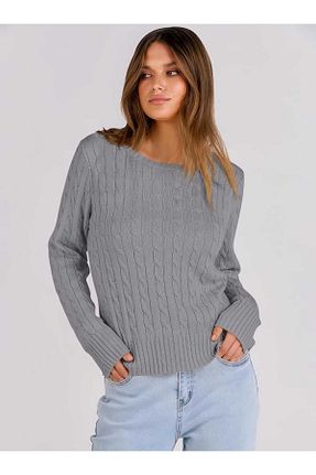 پلیور طوسی زنانه ساده youknitwear you - کد 862217850