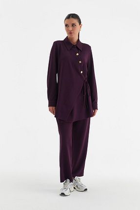 ست بالاتنه و پائین تنه زرشکی زنانه بافتنی YAFA CLOTHING & ACCESSORIES - کد 860716373