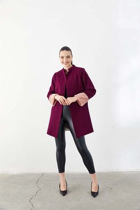 پالتو پشمی بنفش زنانه رگولار YAFA CLOTHING & ACCESSORIES - کد 854682052