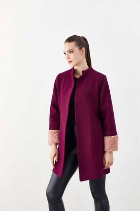 پالتو پشمی بنفش زنانه رگولار YAFA CLOTHING & ACCESSORIES - کد 854682052