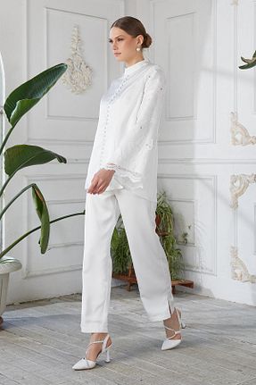 ست بالاتنه و پائین تنه سفید زنانه بافتنی YAFA CLOTHING & ACCESSORIES - کد 852848301