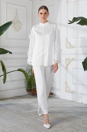ست بالاتنه و پائین تنه سفید زنانه بافتنی YAFA CLOTHING & ACCESSORIES - کد 852848301