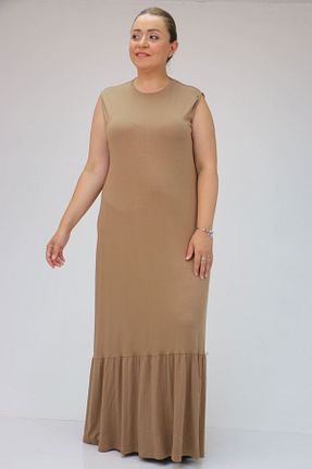 لباس سایز بزرگ قهوه ای زنانه Penye Eslina - کد 837145953