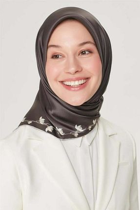 روسری طوسی کرپ ساتن ابریشم Armine - کد 164518151