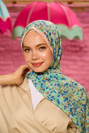 شال سبز زنانه پنبه پلی استر İpekhan - کد 862301076