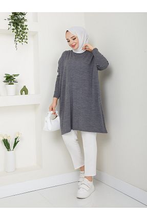 تونیک حجاب طوسی زنانه پنبه ای MODAMÜNASİP - کد 862328913