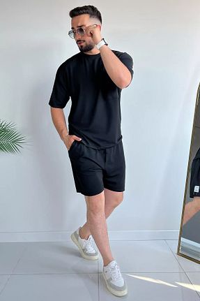 ست بالاتنه و پائین تنه مشکی مردانه بافتنی MİSHAR İTALİA - کد 862345862