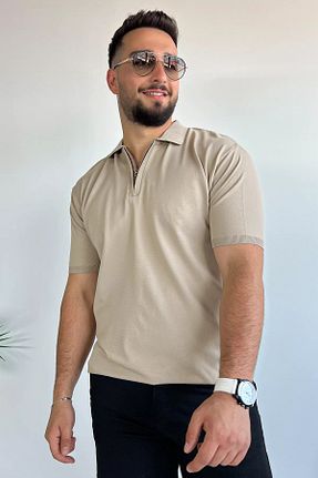 تیشرت بژ مردانه رگولار MİSHAR İTALİA - کد 862345336