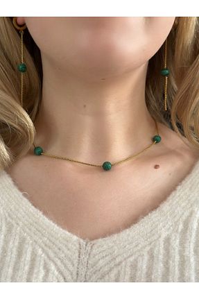 گردنبند استیل ( فولاد ) طلائی زنانه استیل ضد زنگ SEVGİLİ TAKI - کد 781813314