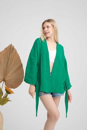 کیمونو و کافتان سبز زنانه %100 پنبه COTTOWOO - کد 835586974