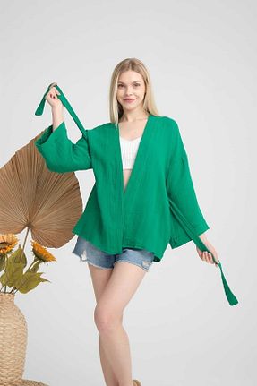 کیمونو و کافتان سبز زنانه %100 پنبه COTTOWOO - کد 835586974