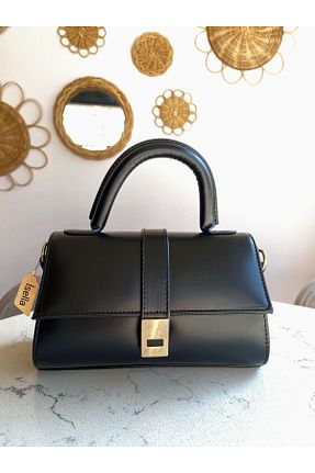 کیف دوشی مشکی زنانه چرم مصنوعی İsella - کد 862382824