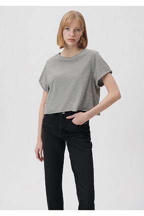 تیشرت طوسی زنانه کراپ Mavi - کد 217633469