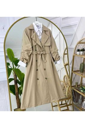 ترنچکت بژ زنانه پنبه پلی استر MODA VEDAT - کد 862455786
