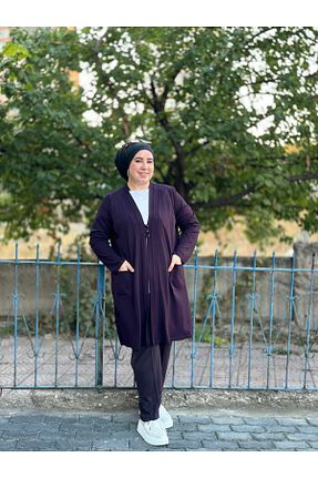 کت سایز بزرگ بنفش زنانه Penye TDYtrendy Giyim - کد 862474414