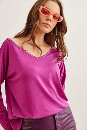 بلوز بنفش زنانه ساده Olalook - کد 861890818