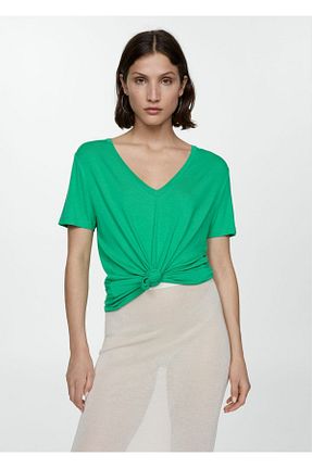 تیشرت سبز زنانه رگولار MANGO - کد 831981045