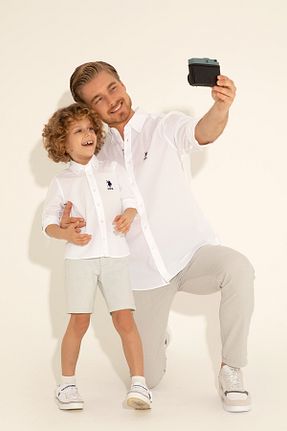 پیراهن سفید بچه گانه یقه پیراهنی U.S. Polo Assn. - کد 832983663