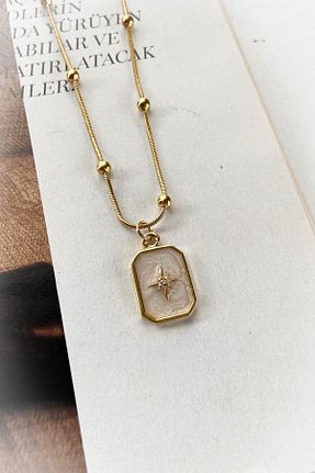 گردنبند استیل ( فولاد ) طلائی زنانه استیل (فولاد) roshel - کد 861743144
