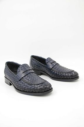 کفش کلاسیک سرمه ای مردانه چرم خالص OGGI - کد 775452867