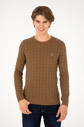 پلیور خاکی مردانه ساده U.S. Polo Assn. - کد 855279556
