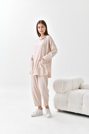 ست بالاتنه و پائین تنه بژ زنانه بافتنی FTZ WOMEN - کد 747089238