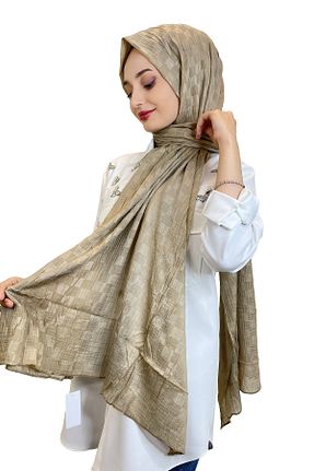 شال قهوه ای زنانه پنبه ای Belli - کد 861766926