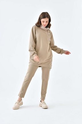 ست بالاتنه و پائین تنه بژ زنانه بافتنی FTZ WOMEN - کد 784204171