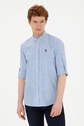 پیراهن آبی مردانه یقه قاضی U.S. Polo Assn. - کد 833126752
