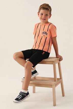 ست بالاتنه و پائین تنه نارنجی بچه گانه بافتنی U.S. Polo Assn. - کد 833095529