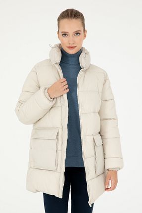 پالتو پشمی سفید زنانه Fitted U.S. Polo Assn. - کد 846484316