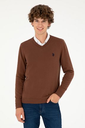 پلیور قهوه ای مردانه ساده U.S. Polo Assn. - کد 855996208
