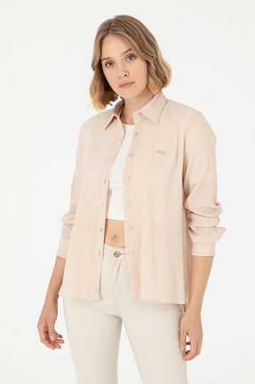 پیراهن بژ زنانه یقه پیراهنی U.S. Polo Assn. - کد 849205659