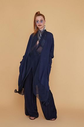 کیمونو و کافتان سرمه ای زنانه ابریشم Bohem Stil - کد 811807648