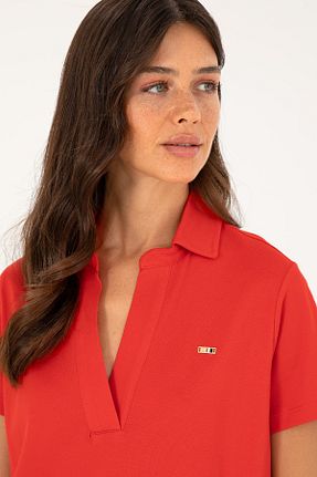 پولوشرت قرمز زنانه پارچه U.S. Polo Assn. - کد 846672374