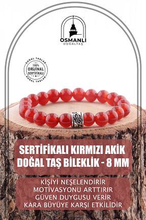 دستبند جواهر قرمز زنانه سنگ طبیعی OSMANLI DOĞAL TAŞ - کد 269345513