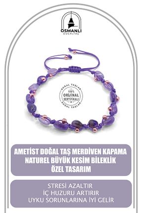 دستبند جواهر بنفش زنانه سنگ طبیعی OSMANLI DOĞAL TAŞ - کد 795898872