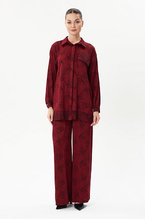 ست بالاتنه و پائین تنه زرشکی زنانه بافتنی Jupe - کد 861930316
