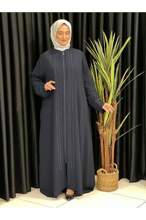 کلاه و ابایا سرمه ای زنانه پنبه ای Butik büyük beden - کد 861927415