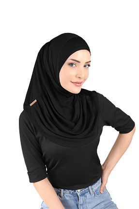 روسری مشکی پنبه ای Ecardin - کد 861951169