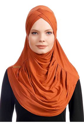 روسری نارنجی پنبه ای Ecardin - کد 861951040