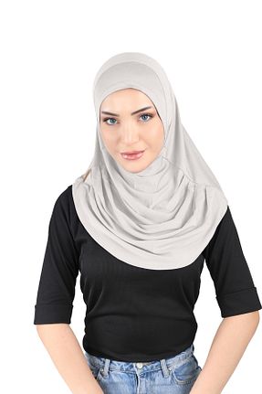 روسری طوسی پنبه ای Ecardin - کد 861951298