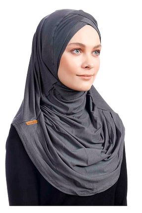 روسری طوسی پنبه ای Ecardin - کد 861951223