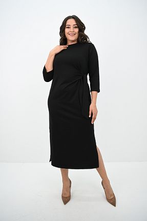 لباس سایز بزرگ مشکی زنانه پلی استر Koza Butik - کد 861953297