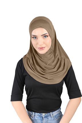 روسری قهوه ای پنبه ای Ecardin - کد 861951702