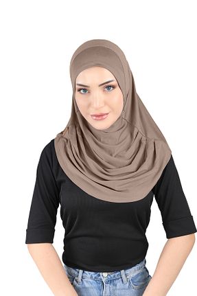 روسری قهوه ای پنبه ای Ecardin - کد 861951333